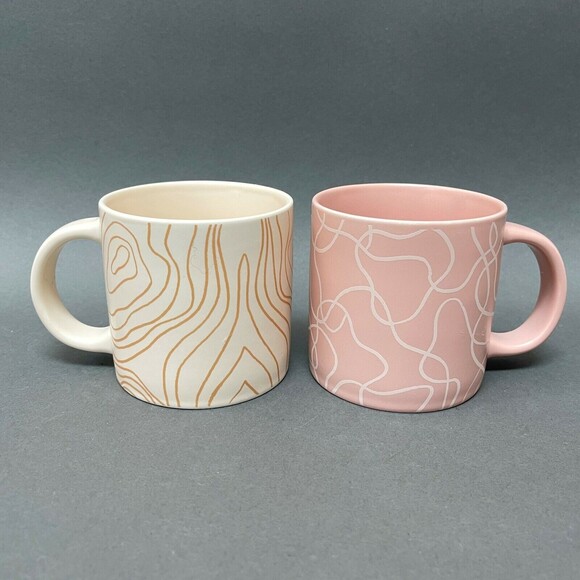 Whitney Kerney For Causebox Coffee Cups Mugs Pink Beige Lot of 2 - Picture 1 of 7